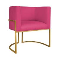 Kit Divã Luna 185cm Lado Esquerdo E 02 Poltronas Base De Ferro Dourado Suede Pink - 2
