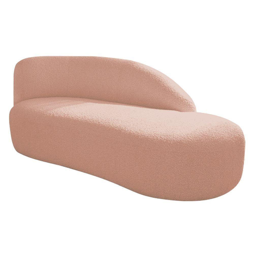 Kit Divã Luna 185cm Lado Direito E 02 Poltronas Base De Ferro Dourado Suede Rosê - 3