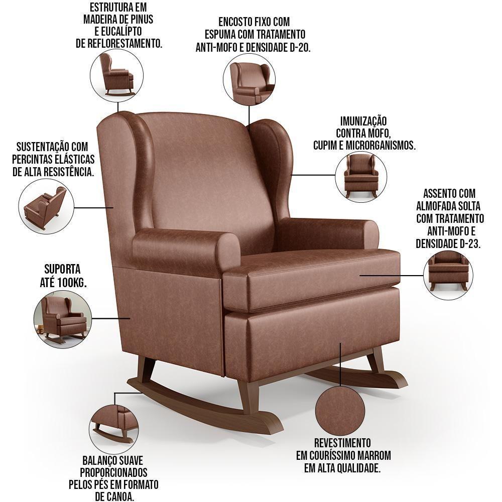 Kit 2 Poltronas Malu Base De Madeira P02 Couríssimo Marrom - 6