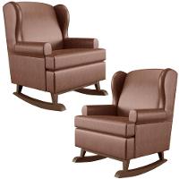 Kit 2 Poltronas Malu Base De Madeira P02 Couríssimo Marrom - 1