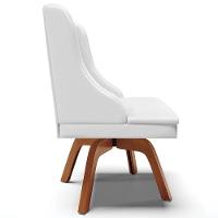 Kit 2 Cadeiras Decorativas Sala De Jantar Base Giratória De Madeira Firenze Pu Branco Fosco/natural G19 - Gran Belo - 2