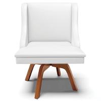 Kit 2 Cadeiras Decorativas Sala De Jantar Base Giratória De Madeira Firenze Pu Branco Fosco/natural G19 - Gran Belo - 5