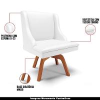 Kit 2 Cadeiras Decorativas Sala De Jantar Base Giratória De Madeira Firenze Pu Branco Fosco/natural G19 - Gran Belo - 7