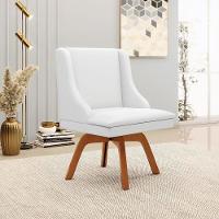 Kit 2 Cadeiras Decorativas Sala De Jantar Base Giratória De Madeira Firenze Pu Branco Fosco/natural G19 - Gran Belo - 9