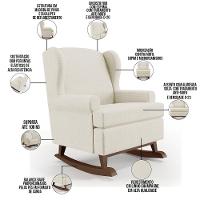 Kit 02 Poltronas Malu Base De Madeira P02 Linho Champagne - 6