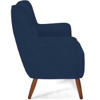 Kit 02 Poltronas Pés De Madeira Veludo Azul Marinho C-304 - 3