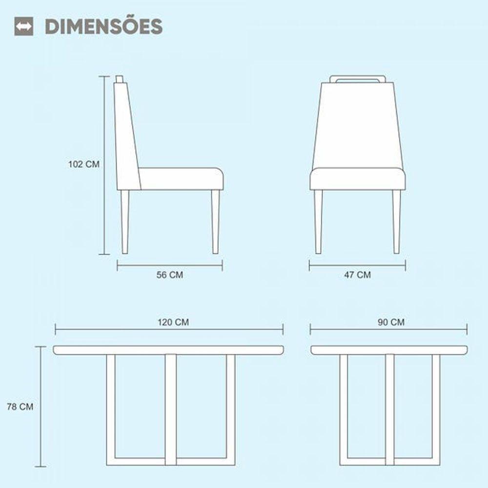 Conjunto Jantar 4Lug Mesa E Cadeiras Lisy Mel/Offwhite/Cinza - 3