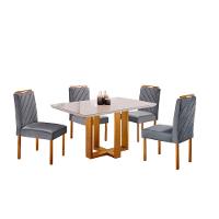 Conjunto Jantar 4Lug Mesa E Cadeiras Lisy Mel/Offwhite/Cinza - 2