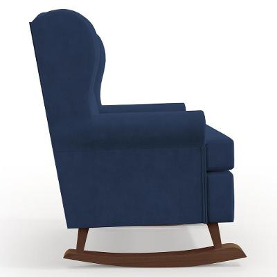 Kit 2 Poltronas De Amamentação Com Balanço Malu Suede Azul Lyam Decor
