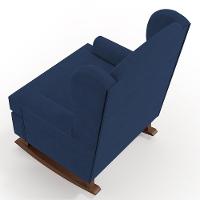 Kit 02 Poltronas Malu Base De Madeira P02 Suede Azul Marinho - 2