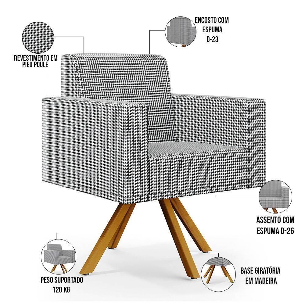 Kit 02 Poltronas Base Giratória De Madeira Pied Poule - 7