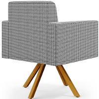 Kit 02 Poltronas Base Giratória De Madeira Pied Poule - 3