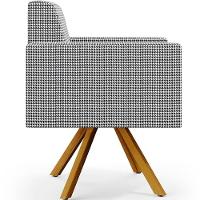 Kit 02 Poltronas Base Giratória De Madeira Pied Poule