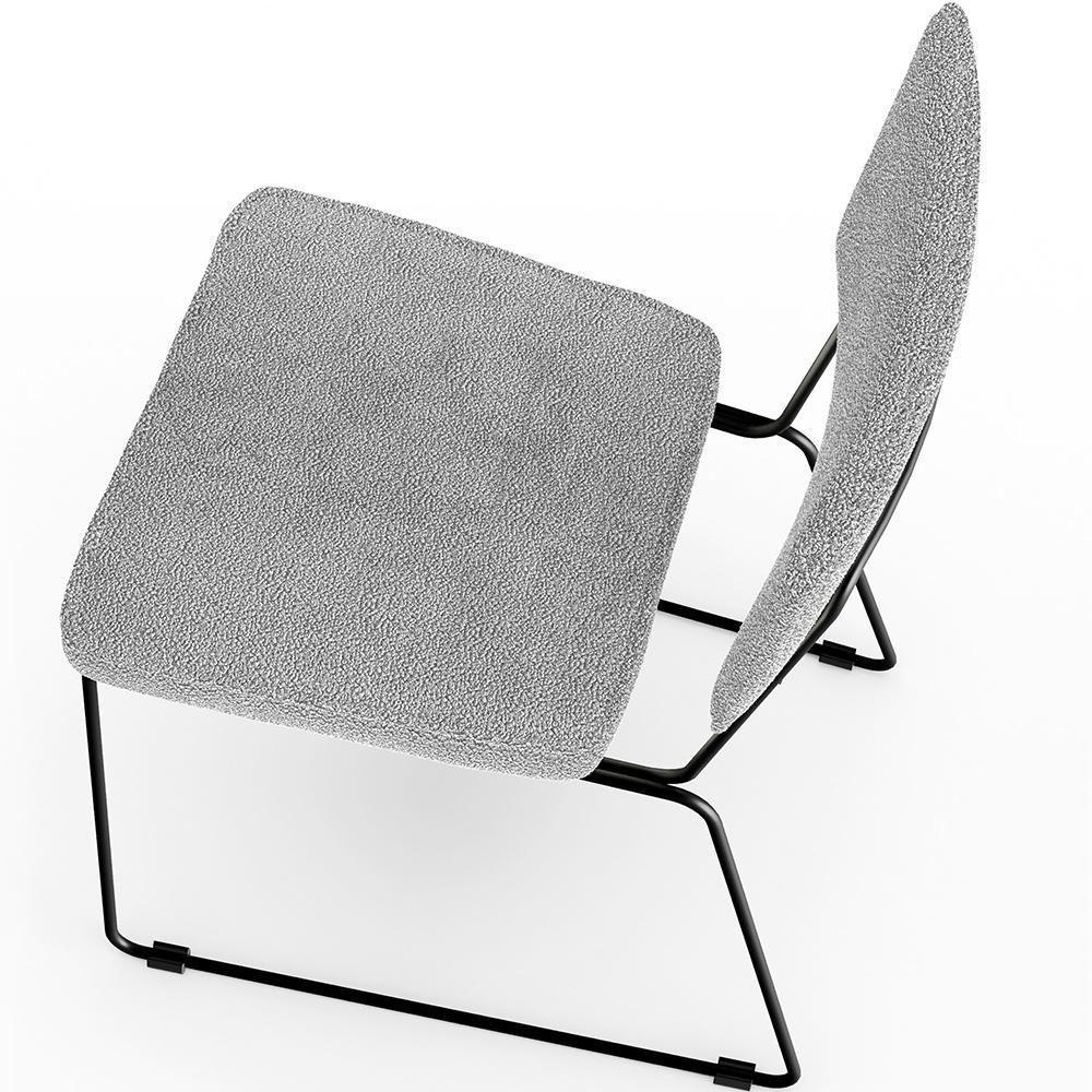 Cadeira Estofada Para Base Em Aço Allana L02 Bouclê Cinza - 3