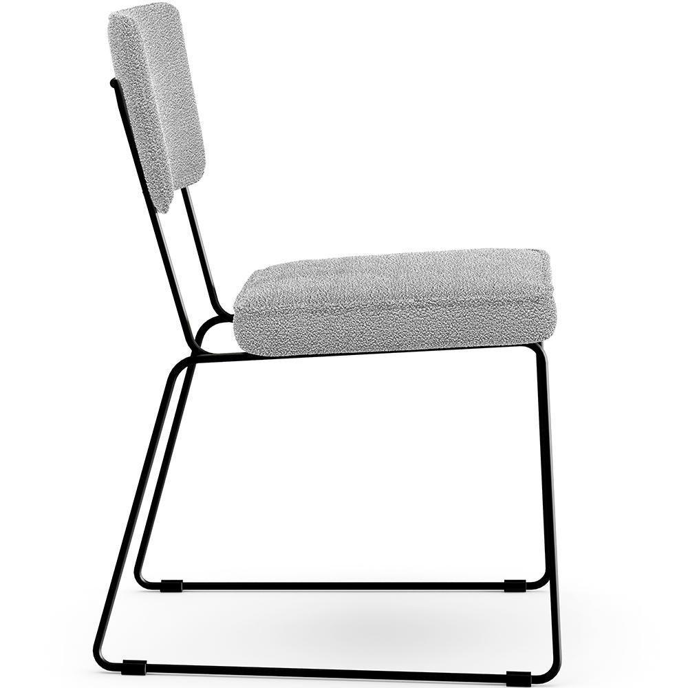 Cadeira Estofada Para Base Em Aço Allana L02 Bouclê Cinza - 4