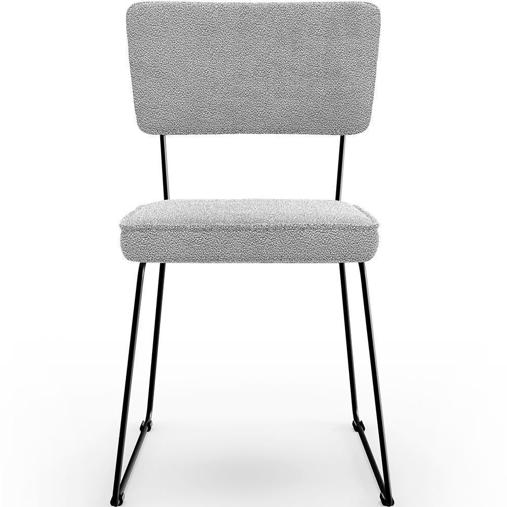 Cadeira Estofada Para Base Em Aço Allana L02 Bouclê Cinza - 5