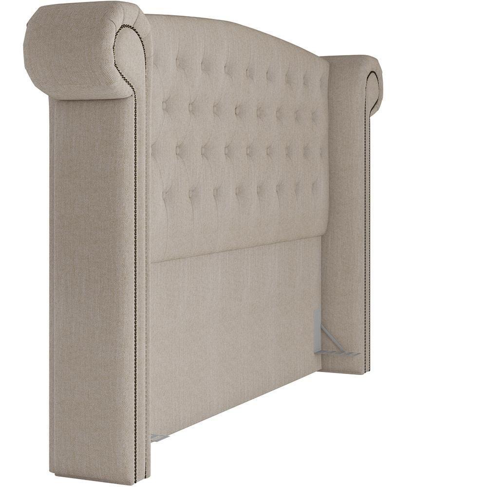 Cabeceira Cama Box Queen Com Tachas 160 Cm Sofia P05 Linho Creme - Lyam Decor - 4
