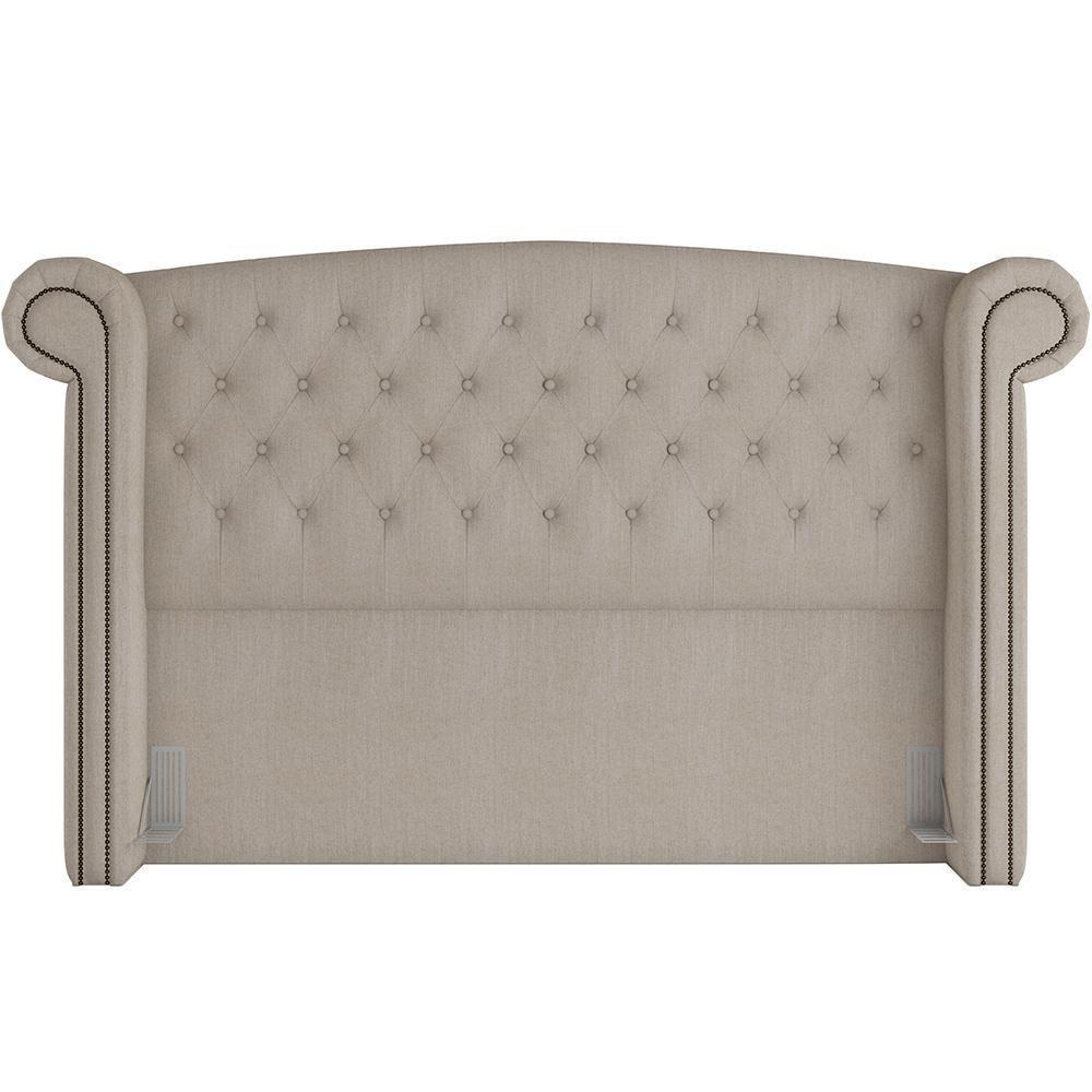 Cabeceira Cama Box Queen Com Tachas 160 Cm Sofia P05 Linho Creme - Lyam Decor - 5