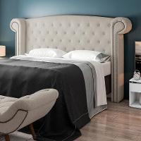 Cabeceira Cama Box Queen Com Tachas 160 Cm Sofia P05 Linho Creme - Lyam Decor - 6