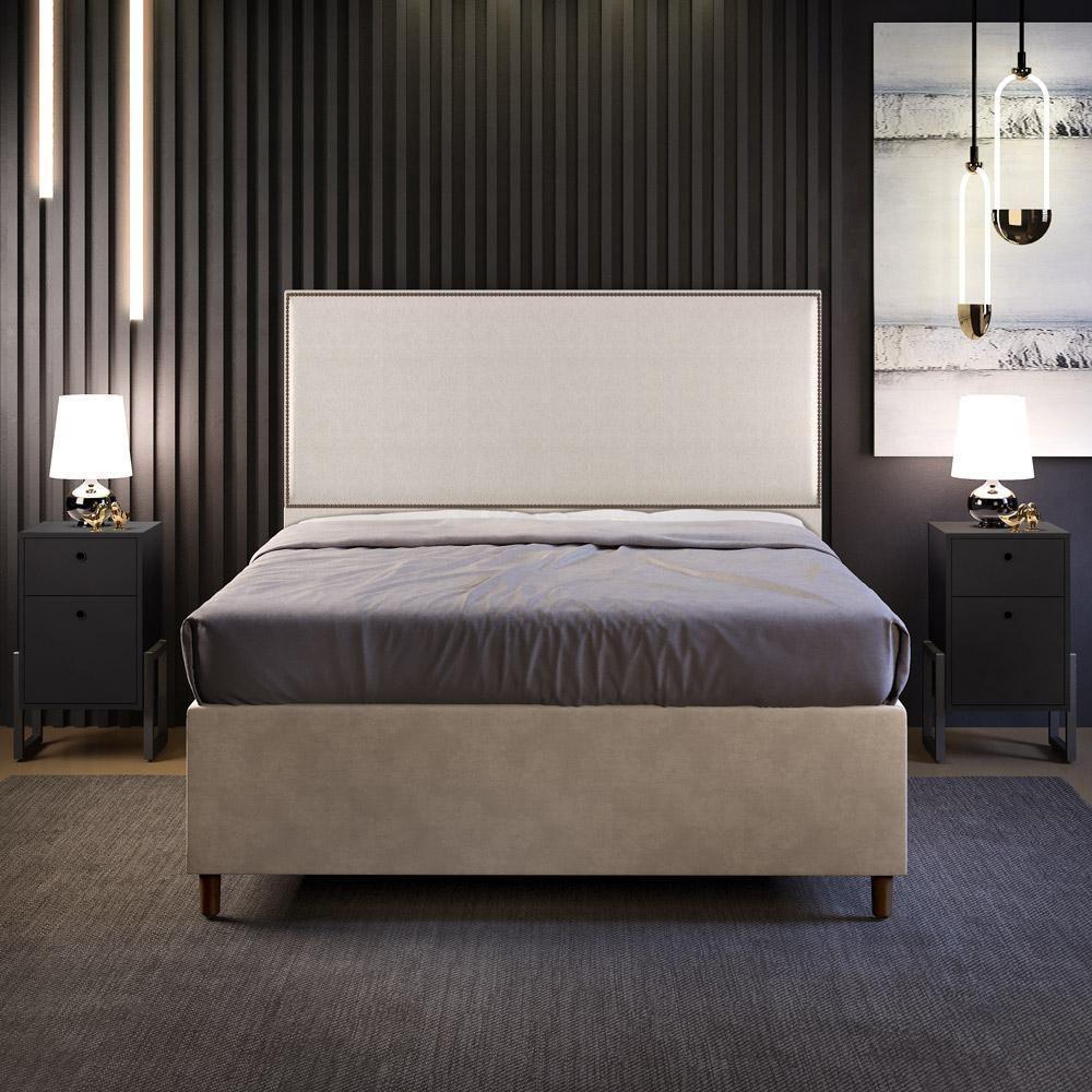 Cabeceira Box Casal King Com Tachas 195 Cm Linho Cru - 7