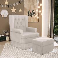 Poltrona E Puff Helena P02 Capitonê Linho Cru - 8