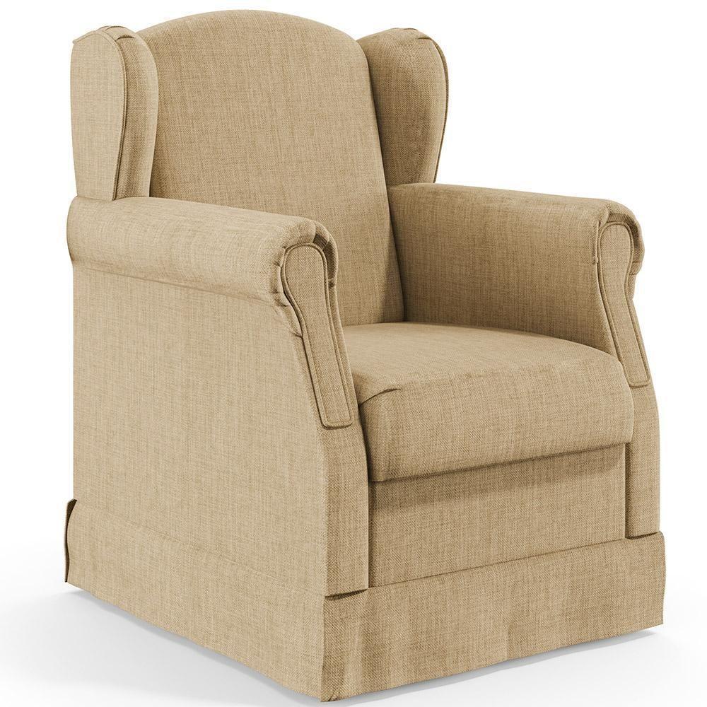 Poltrona Com Balanço E Puff Elisa P02 Linho Bege Escuro - 2