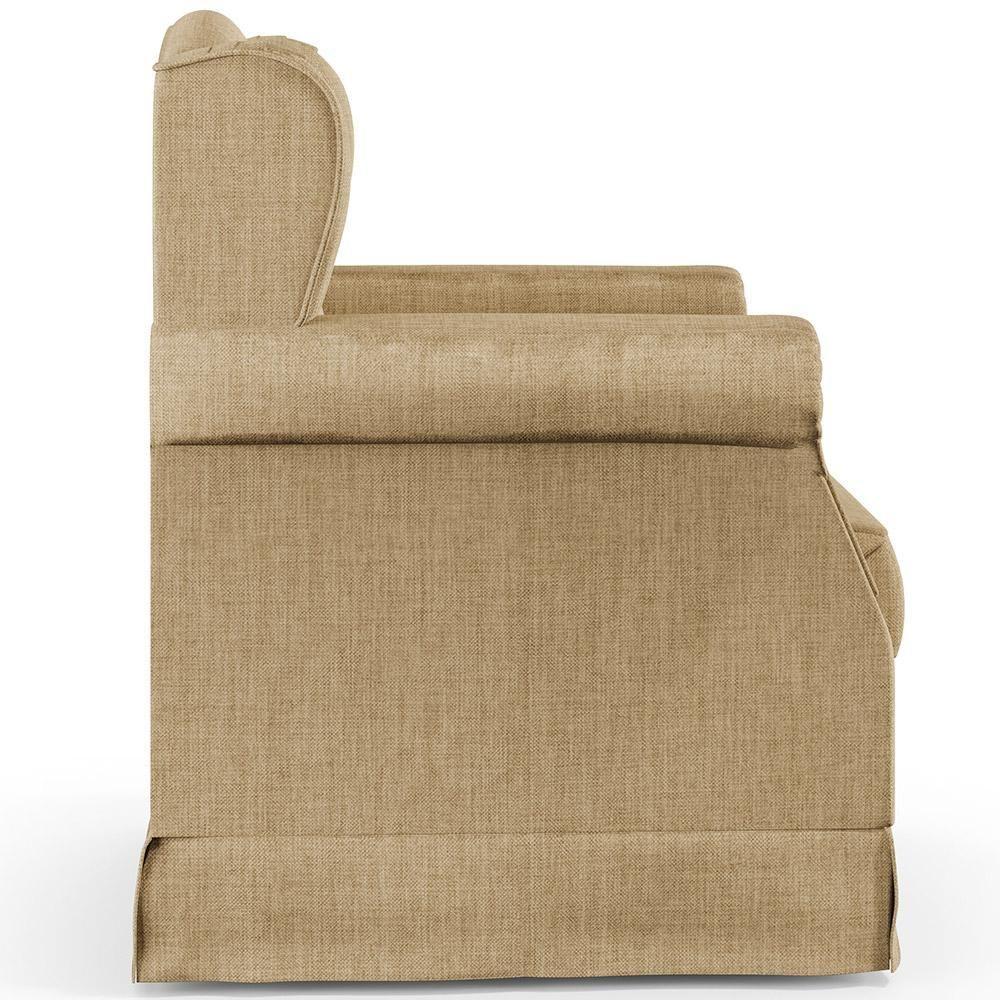 Poltrona Com Balanço E Puff Elisa P02 Linho Bege Escuro - 4