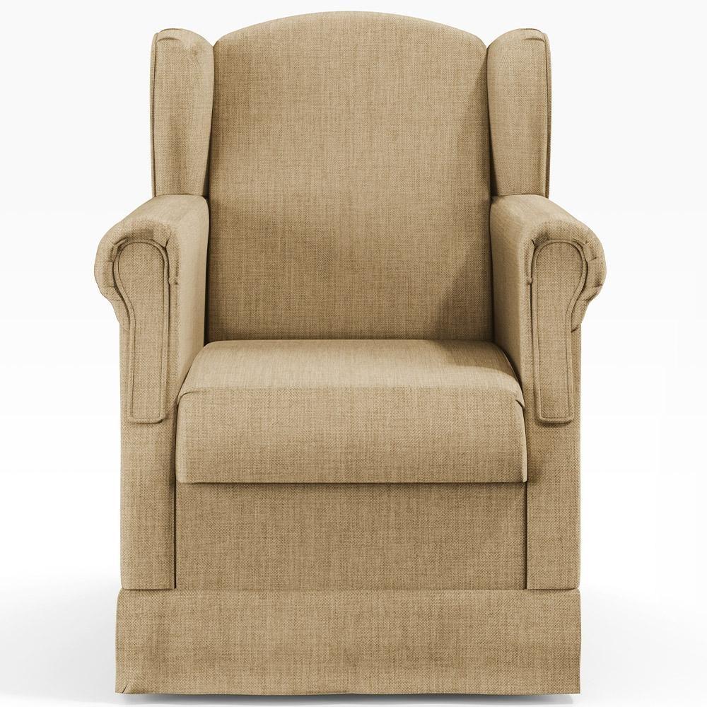 Poltrona Com Balanço E Puff Elisa P02 Linho Bege Escuro - 6