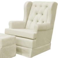 Poltrona E Puff Helena P02 Capitonê Suede Bege - 2