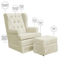 Poltrona E Puff Helena P02 Capitonê Suede Bege - 5