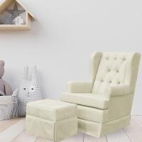 Poltrona E Puff Helena P02 Capitonê Suede Bege - 6