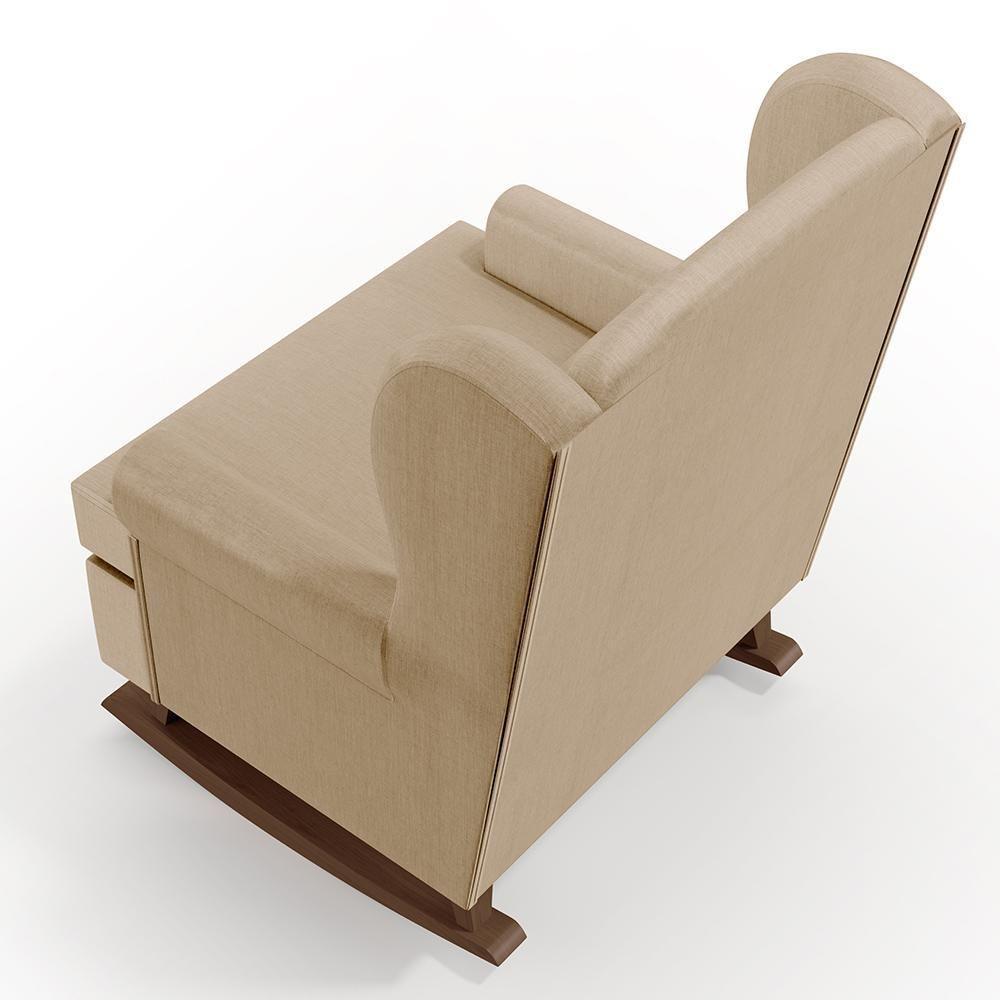 Poltrona Malu Base De Madeira P02 Linho Bege Escuro - 2