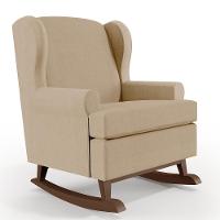 Poltrona Malu Base De Madeira P02 Linho Bege Escuro - 1