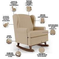 Poltrona Malu Base De Madeira P02 Linho Bege Escuro - 5