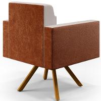 Poltrona Base Giratória Linho Cru Couríssimo Camel - 3