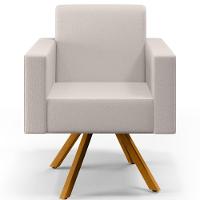 Poltrona Base Giratória Linho Cru Couríssimo Camel - 6