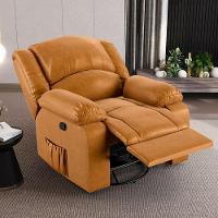 Poltrona Do Papai Reclinável Sala De Cinema Glider Manual Giratória Massagem Usb Pu Whisky G26 - 1