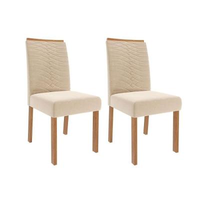 Cadeira De Cozinha Clarice Wood Kit 2 Un Madeirado/suede Nude Bege - Cimol