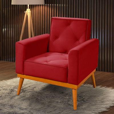 Poltrona Em Veludo Florença Vermelho