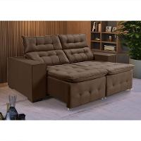 Sofá Retratil Reclinável 3 Lugares Pillow Em Veludo 1,90 Marrom - 1