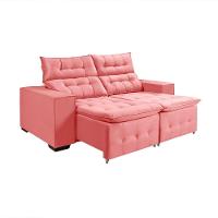 Sofá Retratil Reclinável 3 Lugares Pillow Em Veludo 1,90 Rosê Rosa - 2