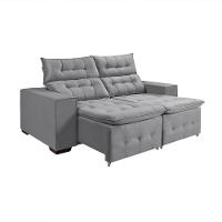 Kit Sofá Retratil Reclinável Bari 1,90 Pillow Mais Poltrona Florença Em Veludo Cinza - 5