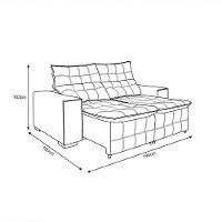 Sofá Retratil Reclinável 3 Lugares Pillow Em Veludo 1,90 Bege - 2