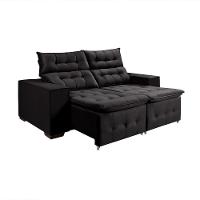 Sofá Retratil Reclinável 3 Lugares Pillow Em Veludo 1,90 Preto - 2