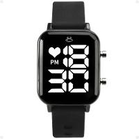 Relogio Feminino Digital Quadrado Aço Inox Led Caixa - 1