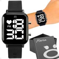 Relogio Feminino Digital Quadrado Aço Inox Led Caixa - 2