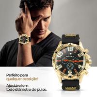 Relogio Masculino Banhado Ouro Aço Crucifixo Pulseira Prova Dagua Pallyjane - 5