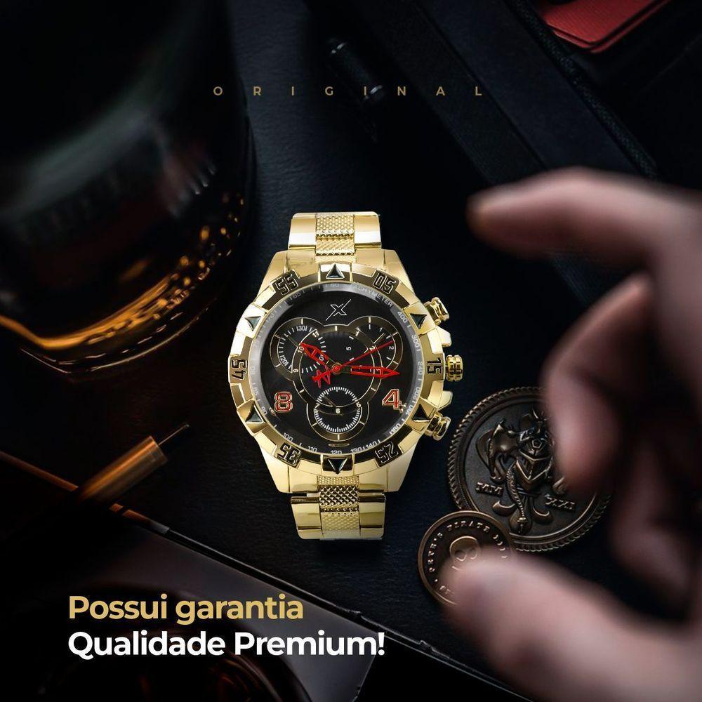 Relogio Masculino Aço Dourado Inoxidavel Premium Caixa - 3