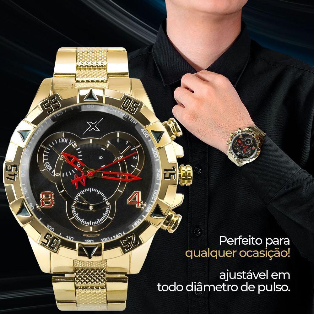 Relogio Masculino Aço Dourado Inoxidavel Premium Caixa - 6