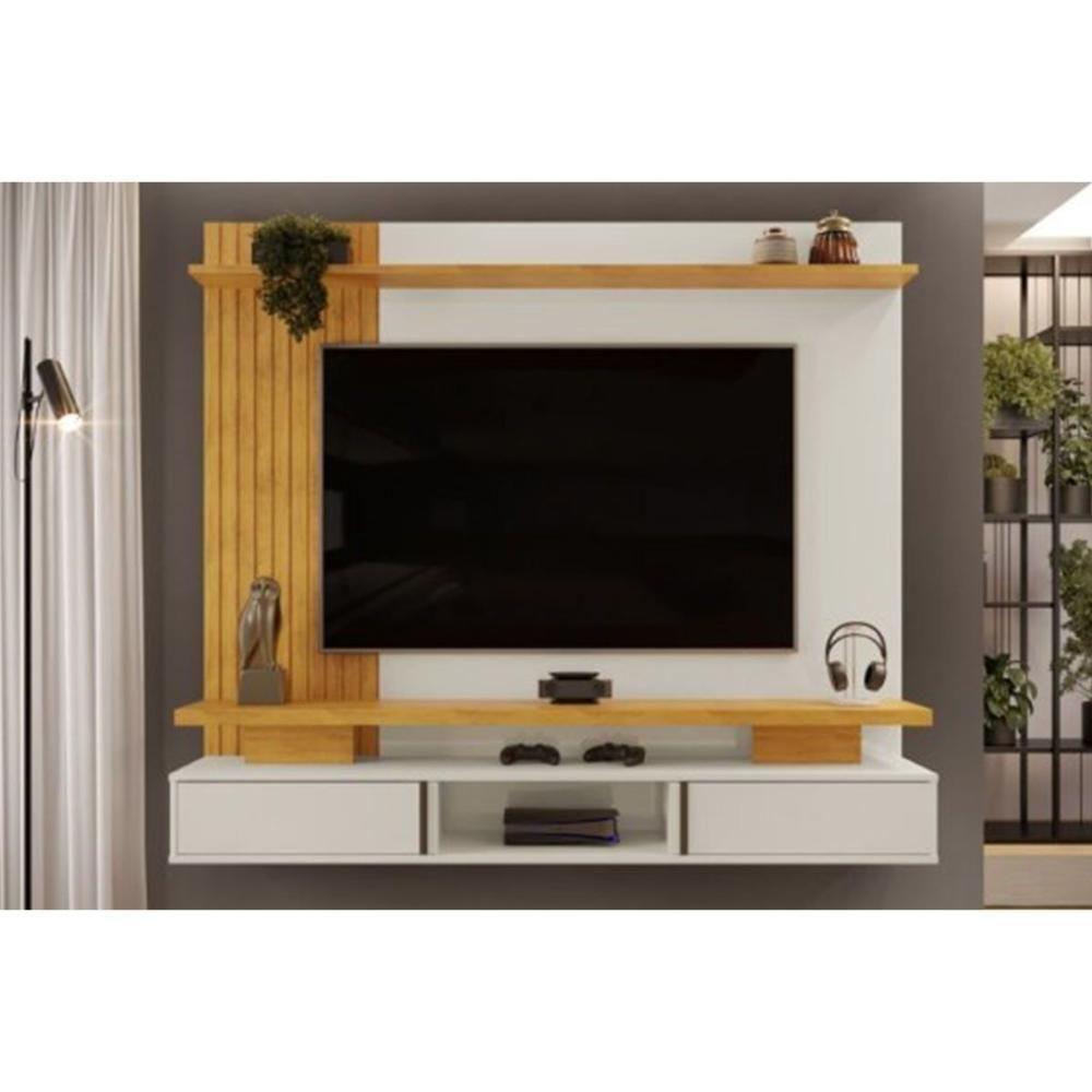 Painel Home P-tv Até 65 Polegadas Leoni Ripado C- Prateleira E Nichos 180x162cm Bali-cedro Dj Móveis - 1
